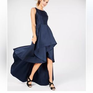 Adrianna Papell High-Low Mikado navy Gown Size 4 Web ID: 6795333